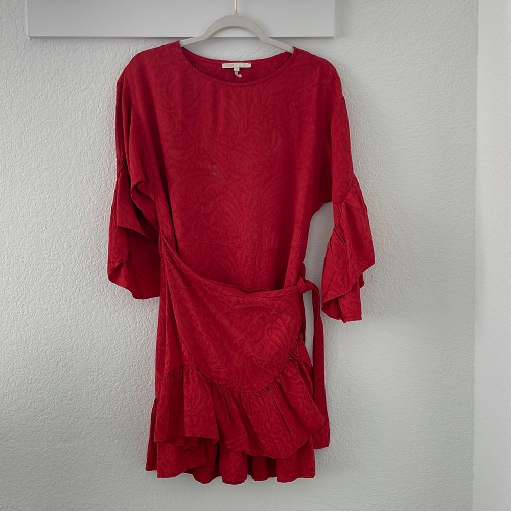 Red Maje wrap front dress